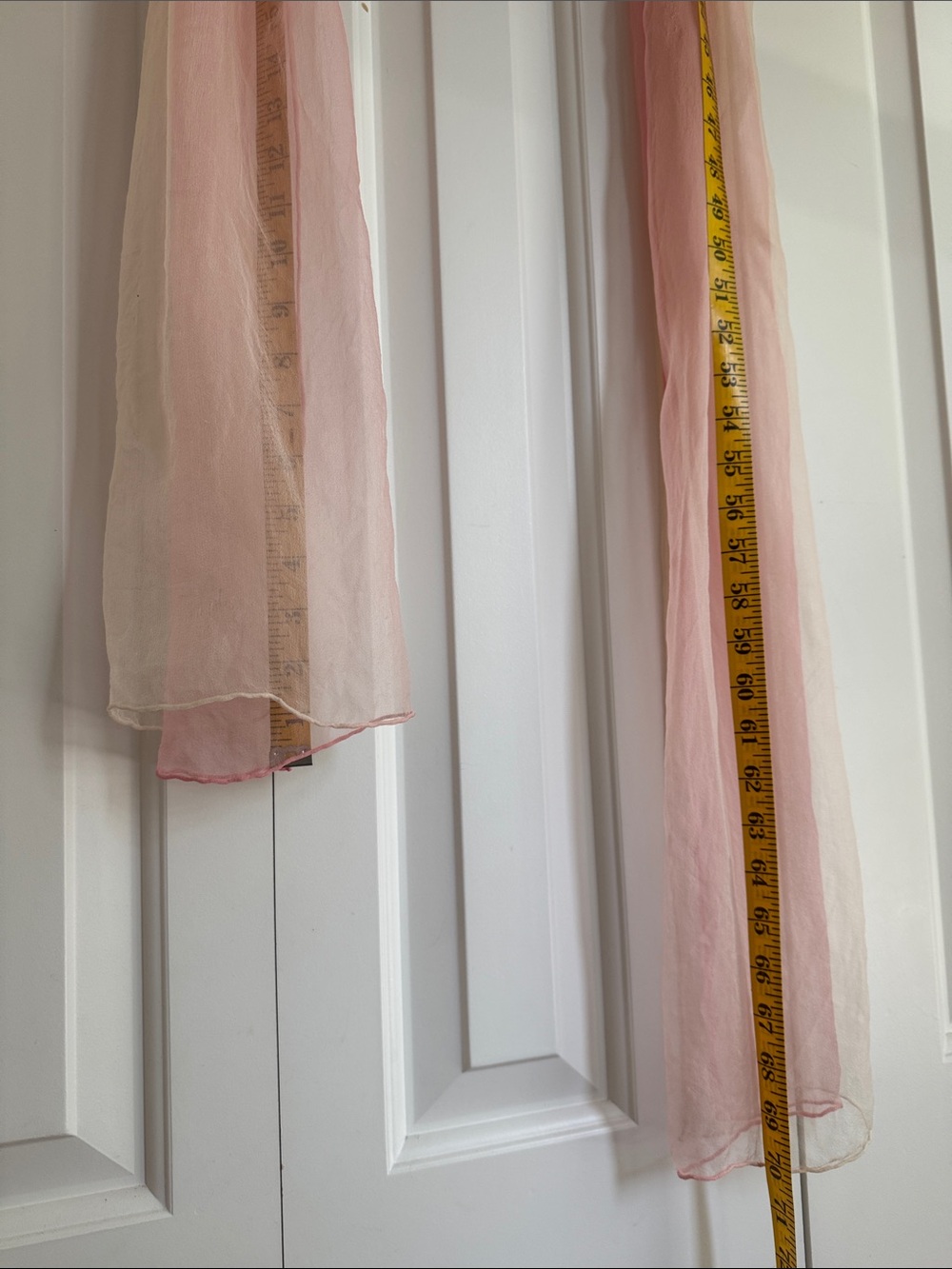 100% SILK SCARF ITALY PINK WHITE OMBRÉ ≈70”x19” SHEER VINTAGE Y2K ITALIAN WRAP - Picture 15 of 16
